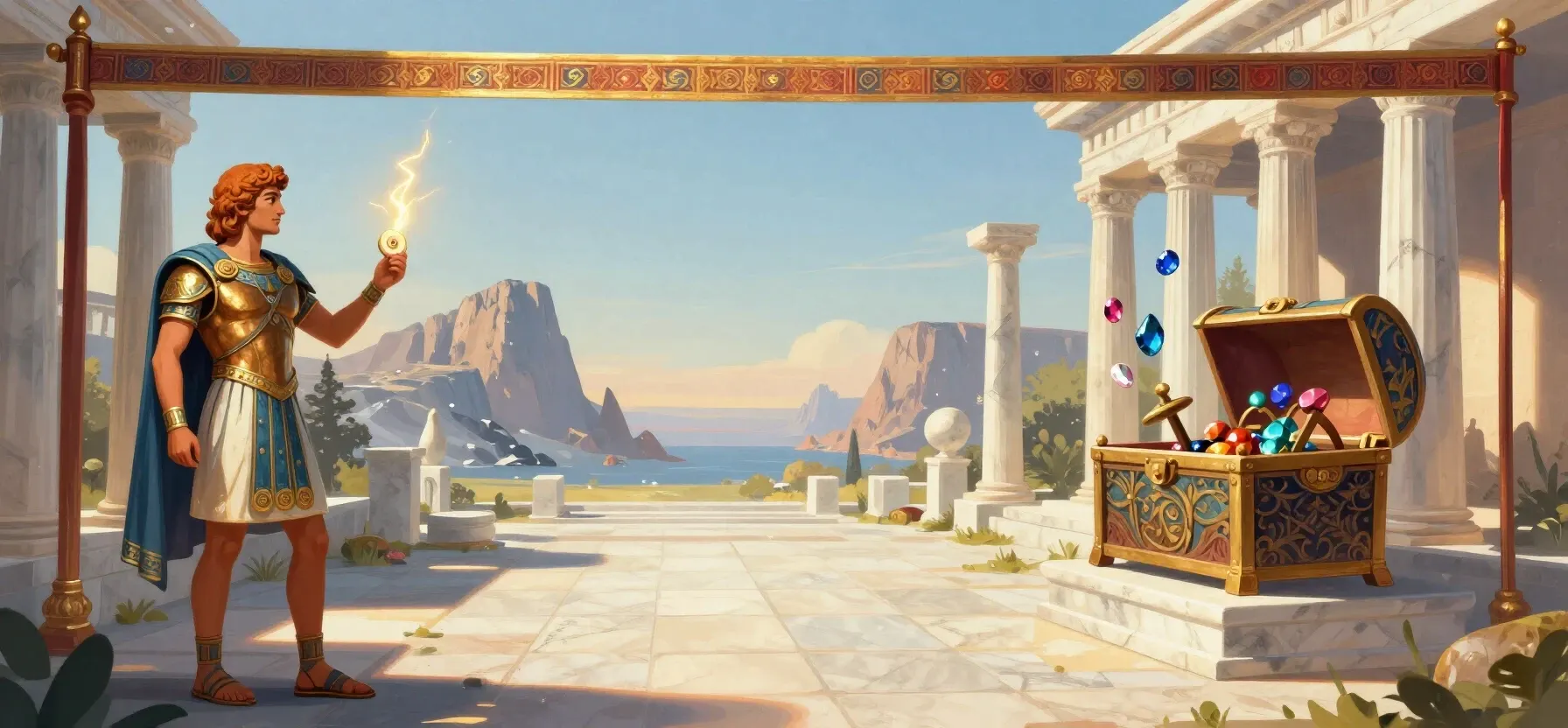 Casinok Games slot collection shown as a fantasy treasure chest with colourful gems